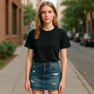 NEW Ann Taylor Loft 100% Cotton Distressed Jeans Mini Skirt Blue Denim Women 2